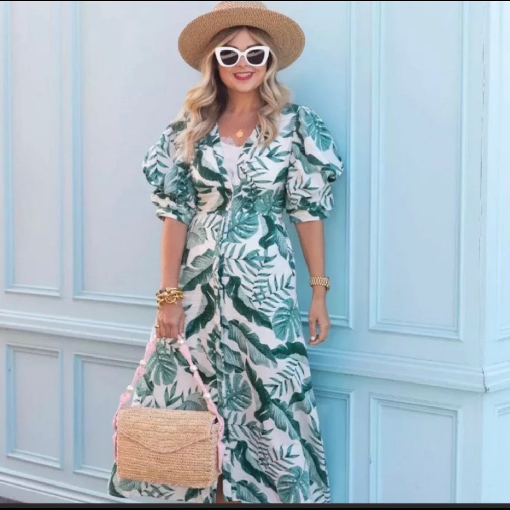 Johanna Ortiz X H&M collaboration palm maxi dress